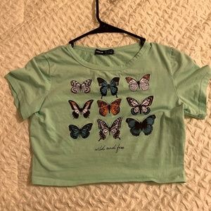 Super crop butterfly shirt